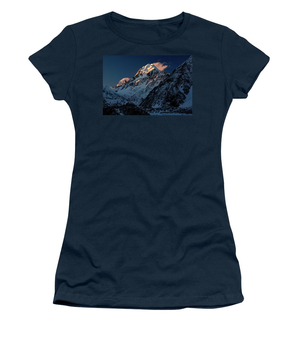 Mt Cook Women's T-Shirt featuring the photograph Fire and Ice - Mount Cook National Park, South Island, New Zealand by Earth And Spirit