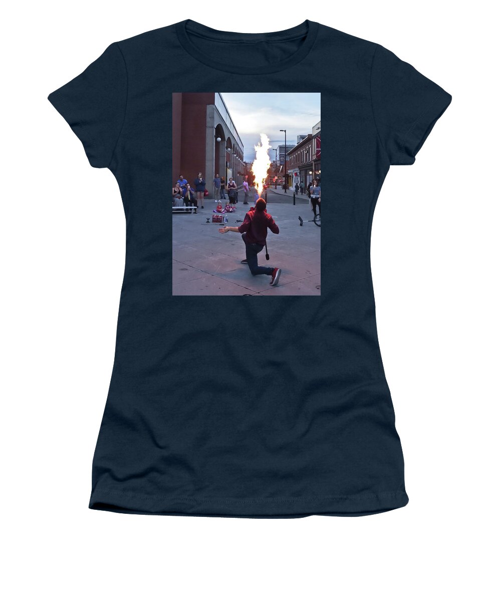 Fire Women's T-Shirt featuring the photograph Fire Breather by Matthew Bamberg