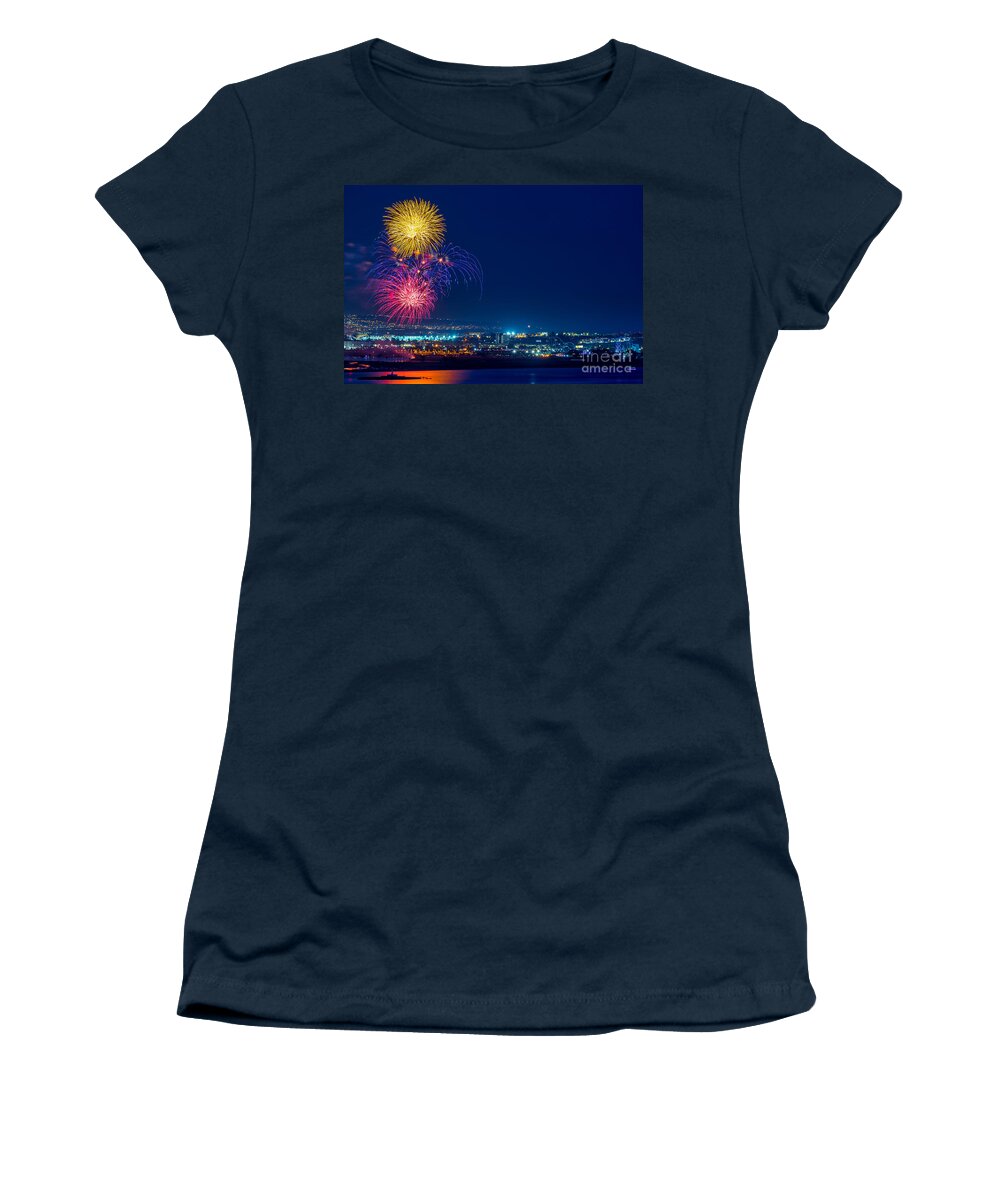 Festival Women's T-Shirt featuring the photograph Fireworks over San Diego by Sam Antonio