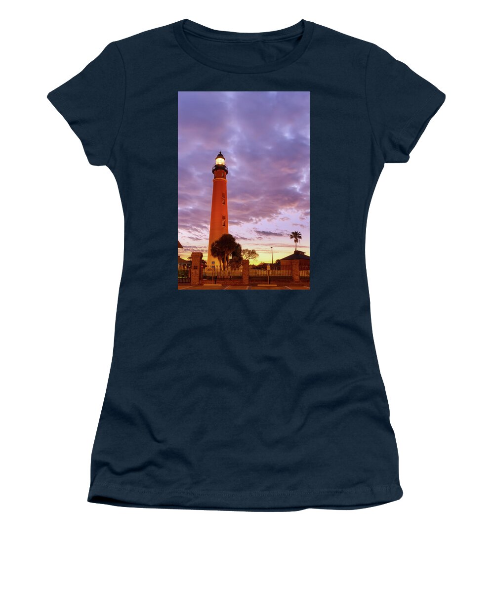 Donnatwifordphotography Women's T-Shirt featuring the photograph First Light at Ponce De Leon Lighthouse by Donna Twiford