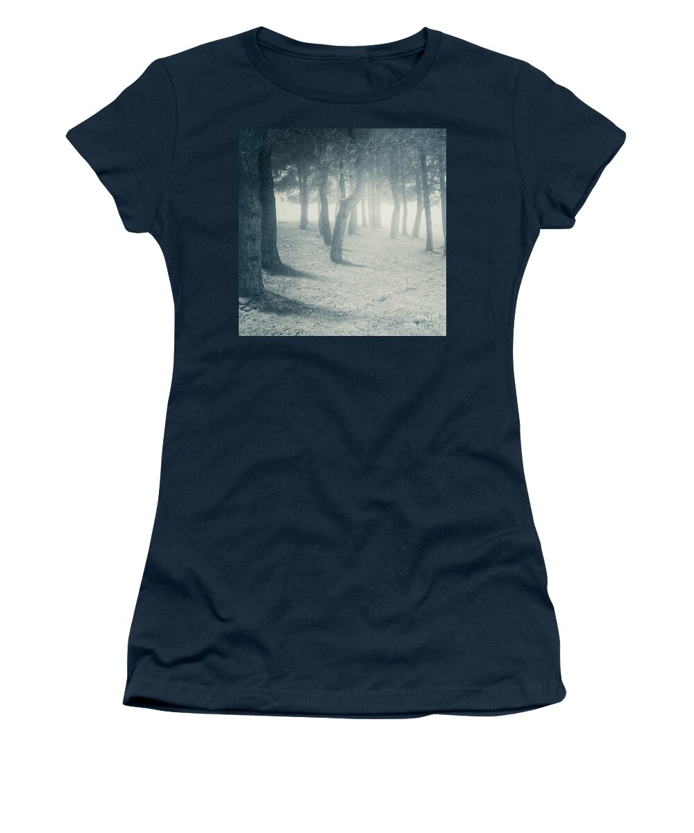 Woodland Women's T-Shirt featuring the photograph First snow by Ang El