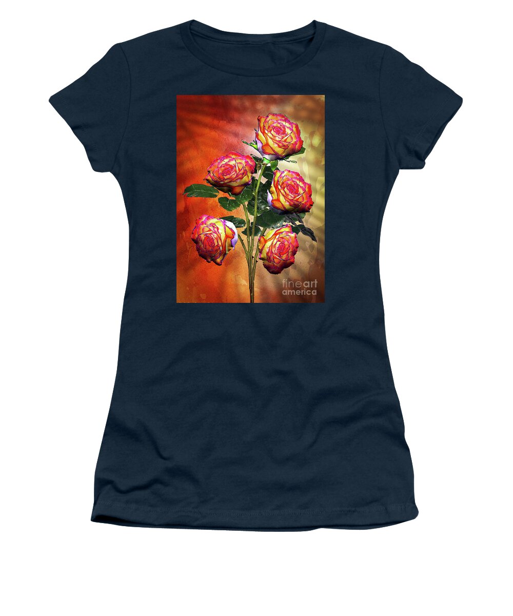 Rose Women's T-Shirt featuring the digital art Five Roses by Anthony Ellis