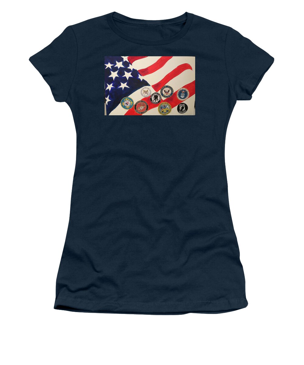  Women's T-Shirt featuring the mixed media Flag by Angie ONeal