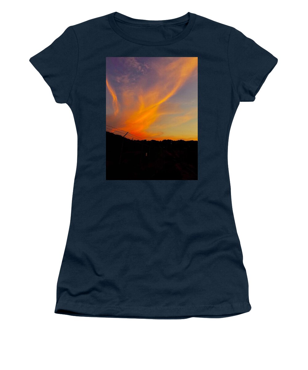 Sunset Women's T-Shirt featuring the photograph Flaming Sunset by Lisa Pearlman