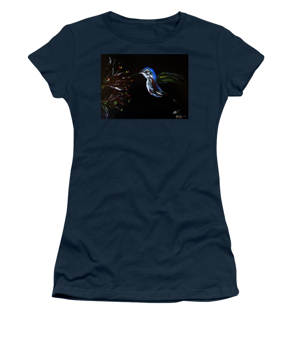 Humming Bird Women's T-Shirt featuring the painting Flight of the Humming Bird by Brent Knippel
