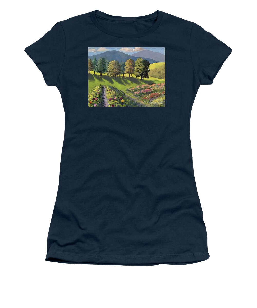 Farm Women's T-Shirt featuring the painting Flower Farm by Anne Marie Brown