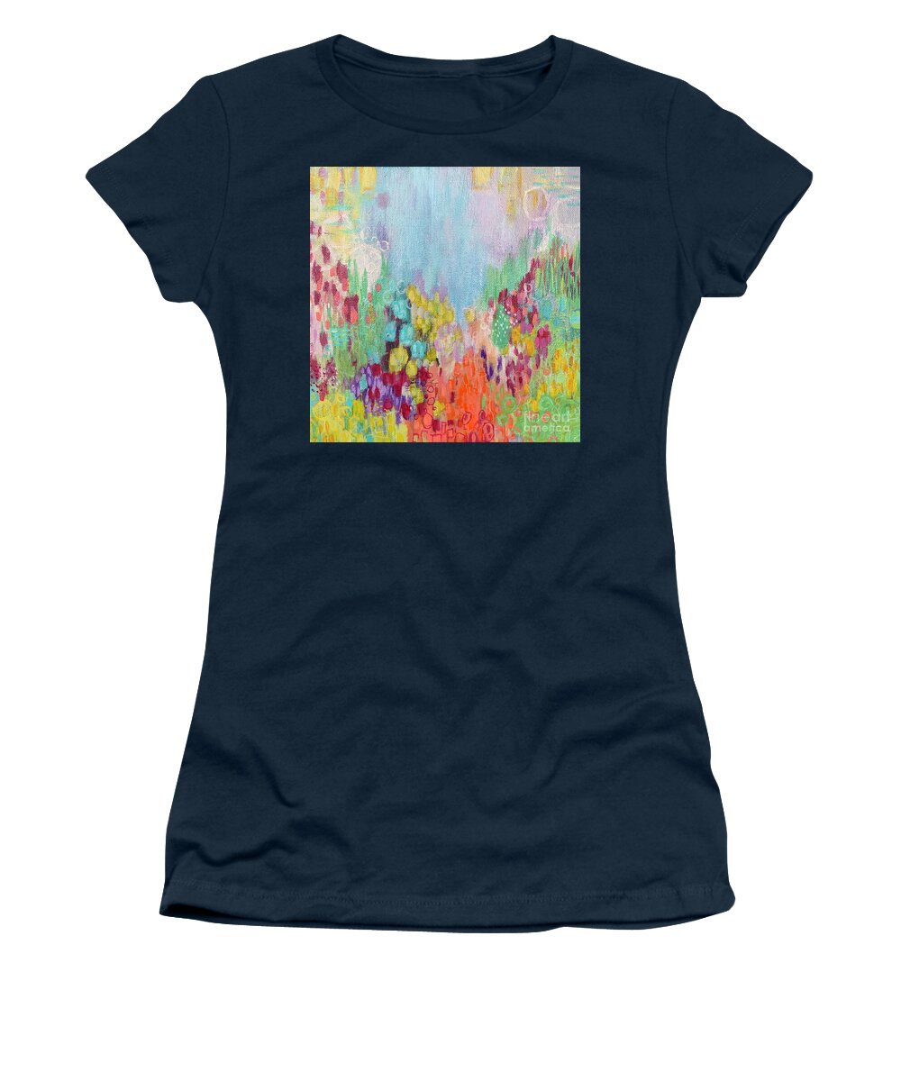 Landscape Women's T-Shirt featuring the painting Flower Power by Cheryl Rhodes