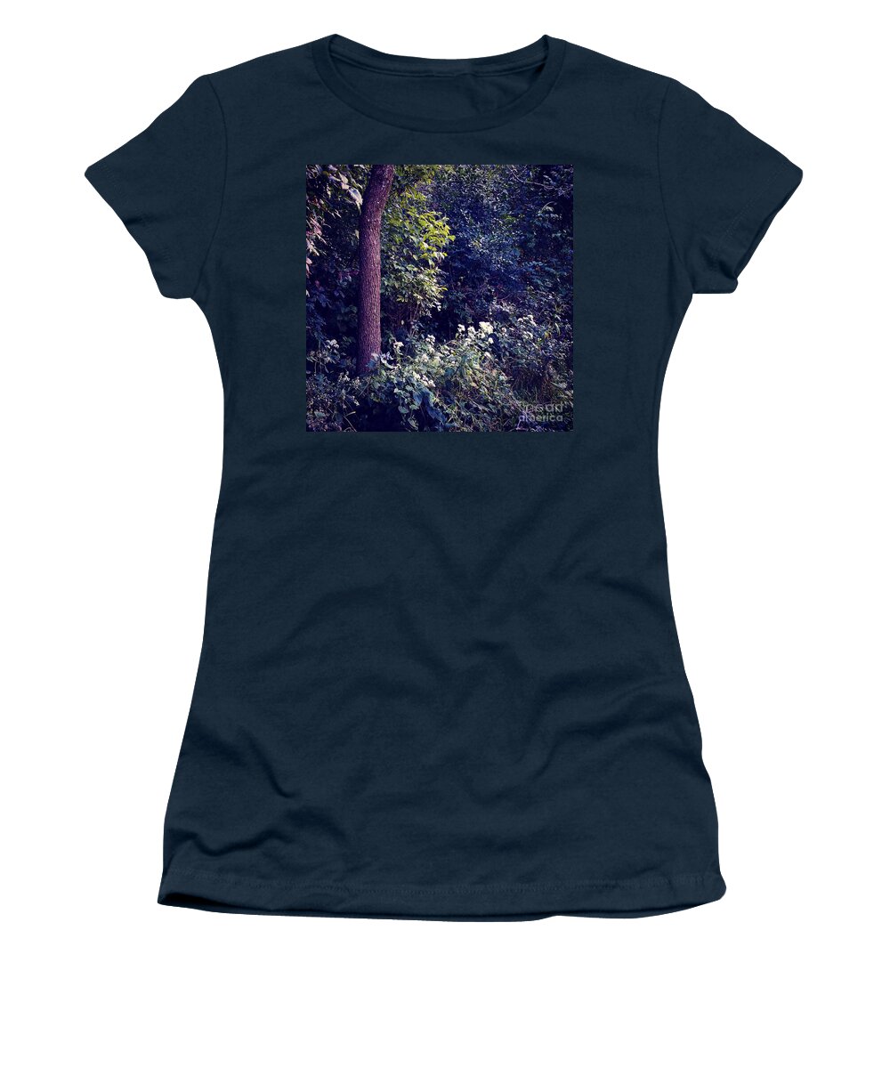 Wild Hemlock Women's T-Shirt featuring the photograph Flowers Along The Trail - Heat Effect by Frank J Casella