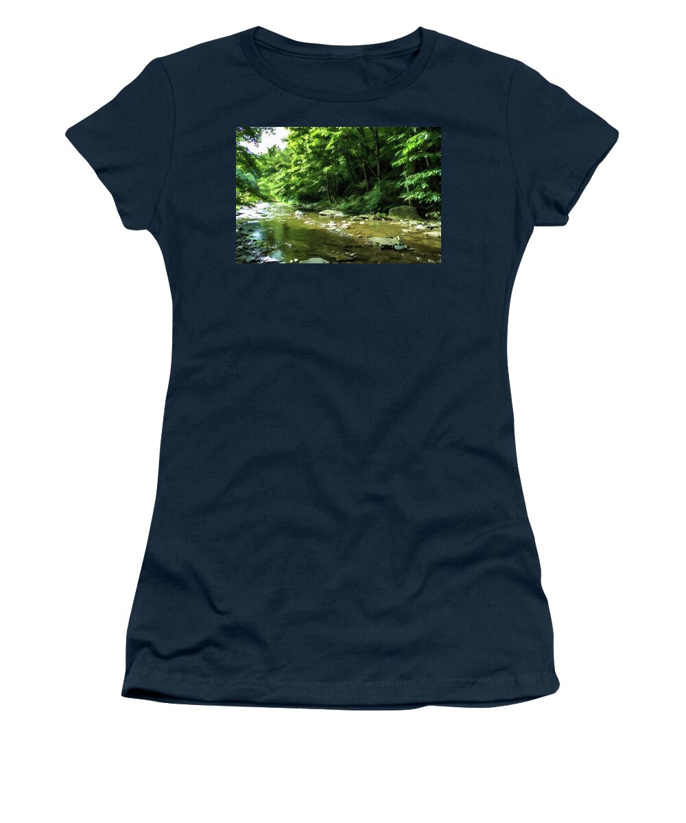 Creek Women's T-Shirt featuring the photograph Flowing Creek by Roberta Byram