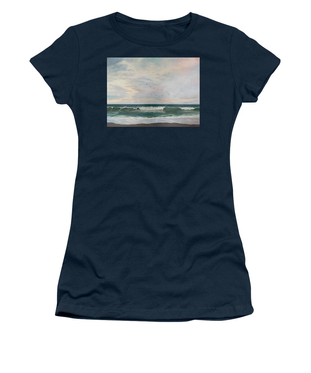 Beautiful Sky Women's T-Shirt featuring the painting Flying in Formation by Judy Rixom
