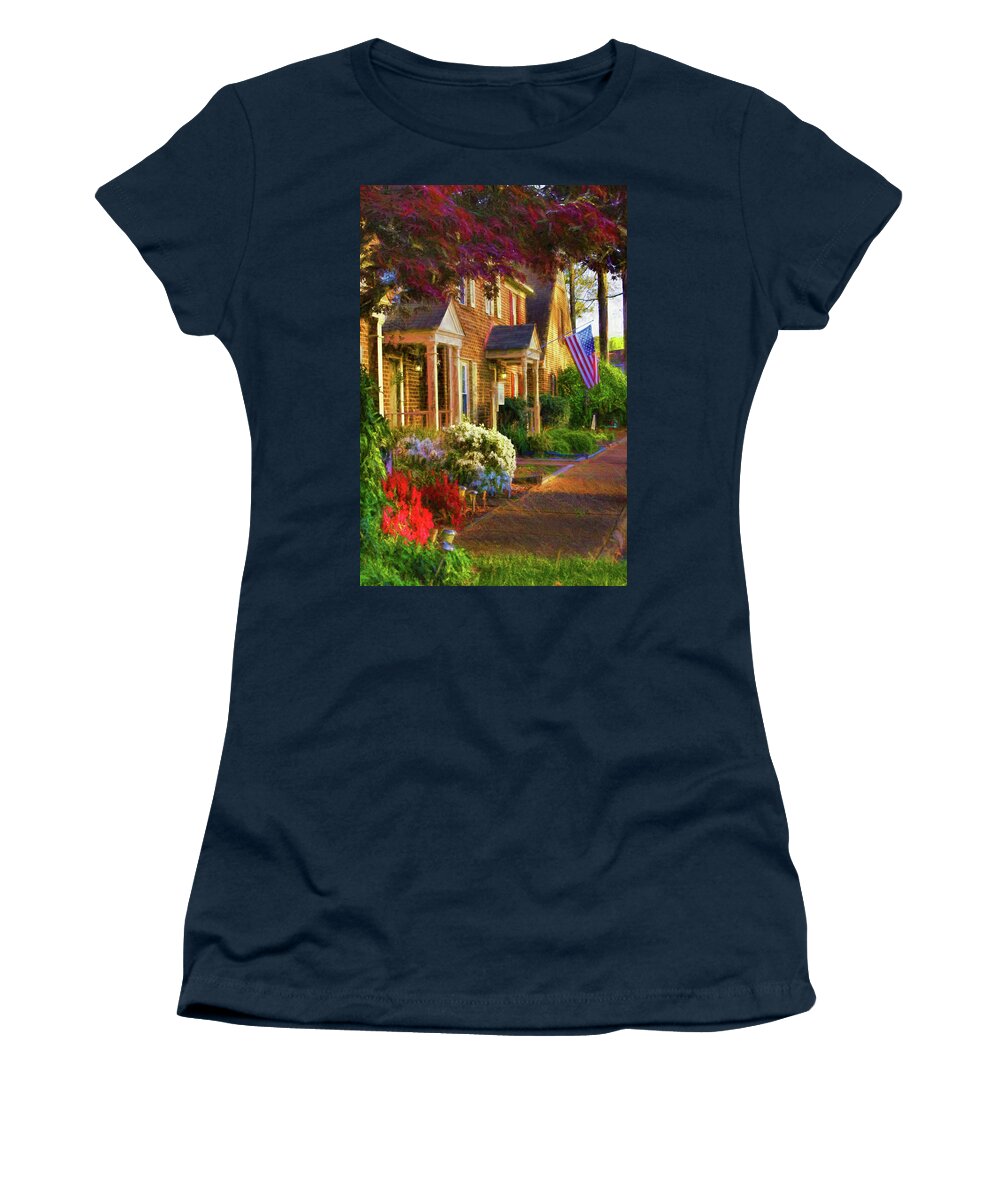 Springtime Women's T-Shirt featuring the photograph Flying Old Glory in Springtime by Ola Allen