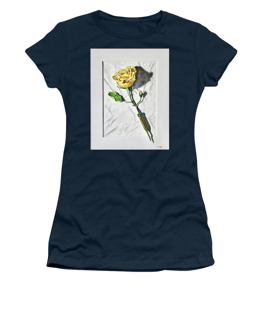  Yellow Rose Women's T-Shirt featuring the painting Follow the Shadows by Dorsey Northrup