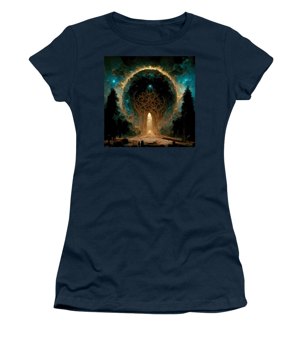 Forest Women's T-Shirt featuring the painting FOREST GATE III - oryginal artwork by Vart. by Vart