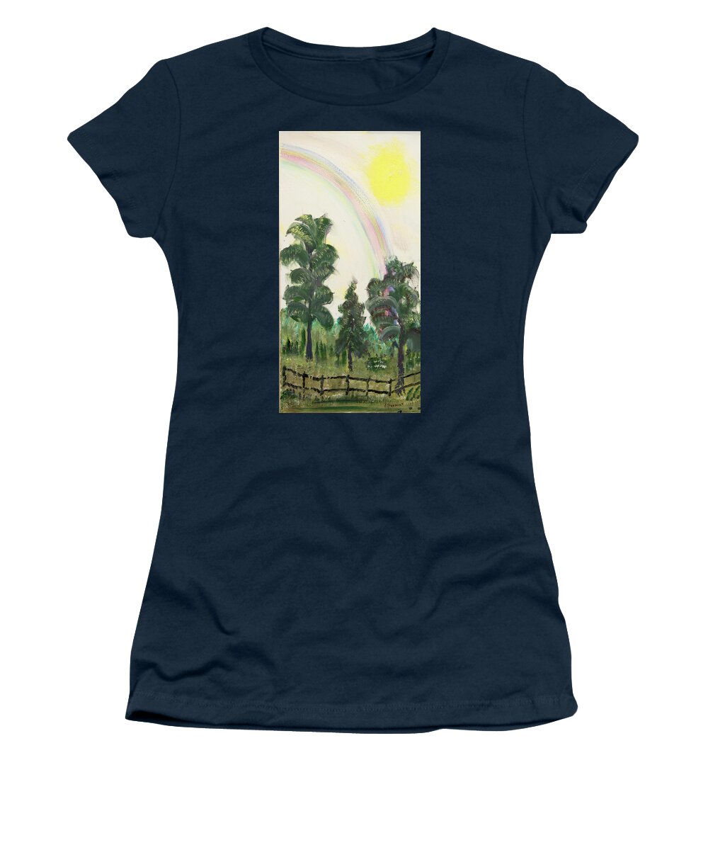  Women's T-Shirt featuring the painting Forest Rainbow by David McCready