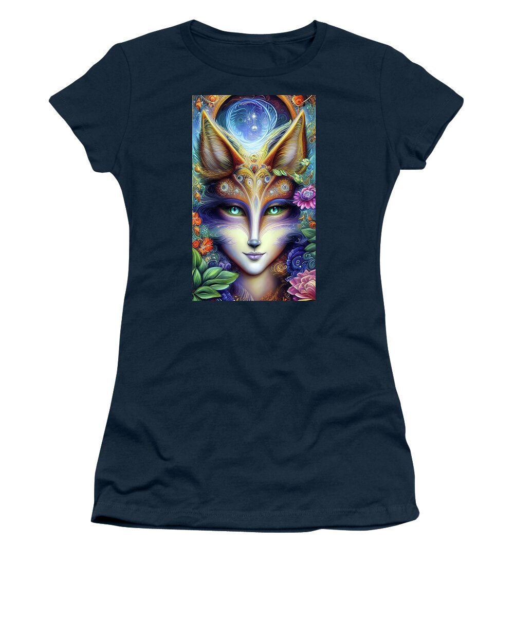 Animal Women's T-Shirt featuring the digital art Fox Goddess by Digital Art Cafe