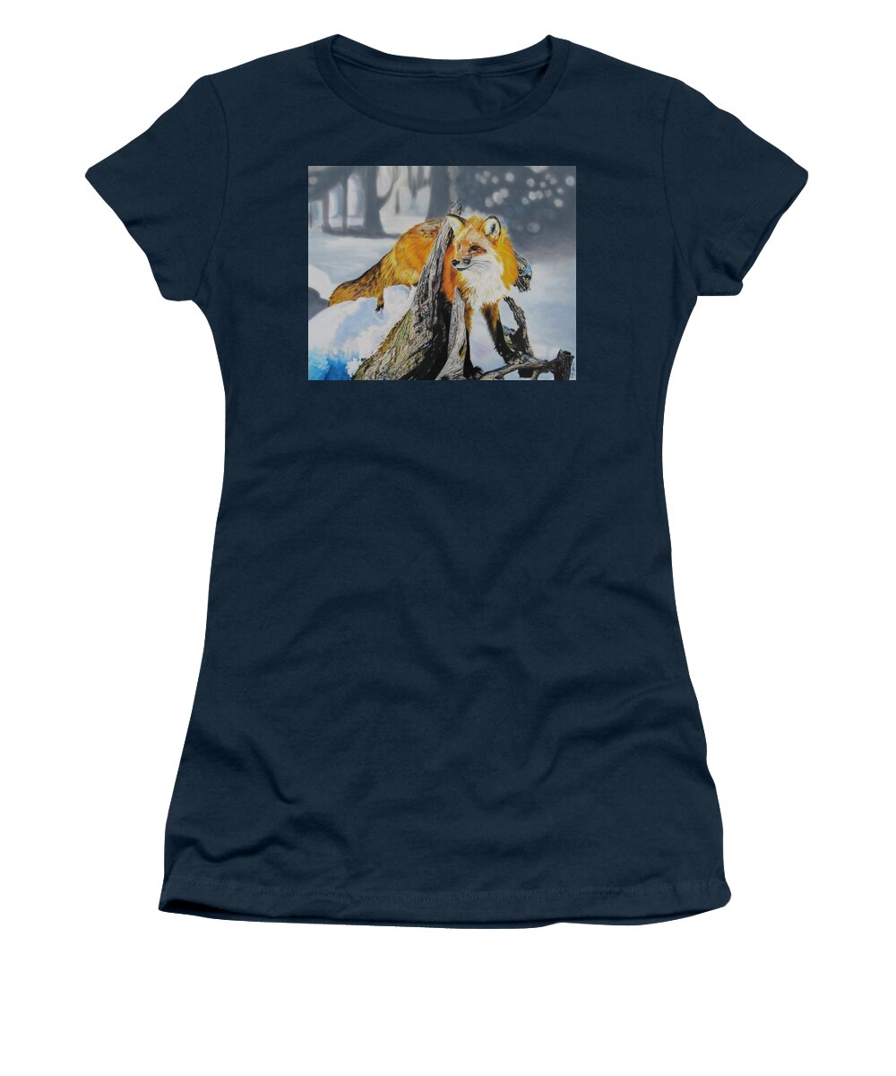 Nature Women's T-Shirt featuring the drawing Fox by Kelly Speros