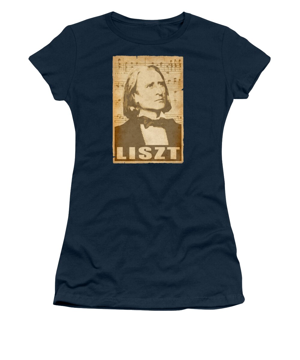 Franz Women's T-Shirt featuring the digital art Franz Liszt musical notes by Filip Schpindel