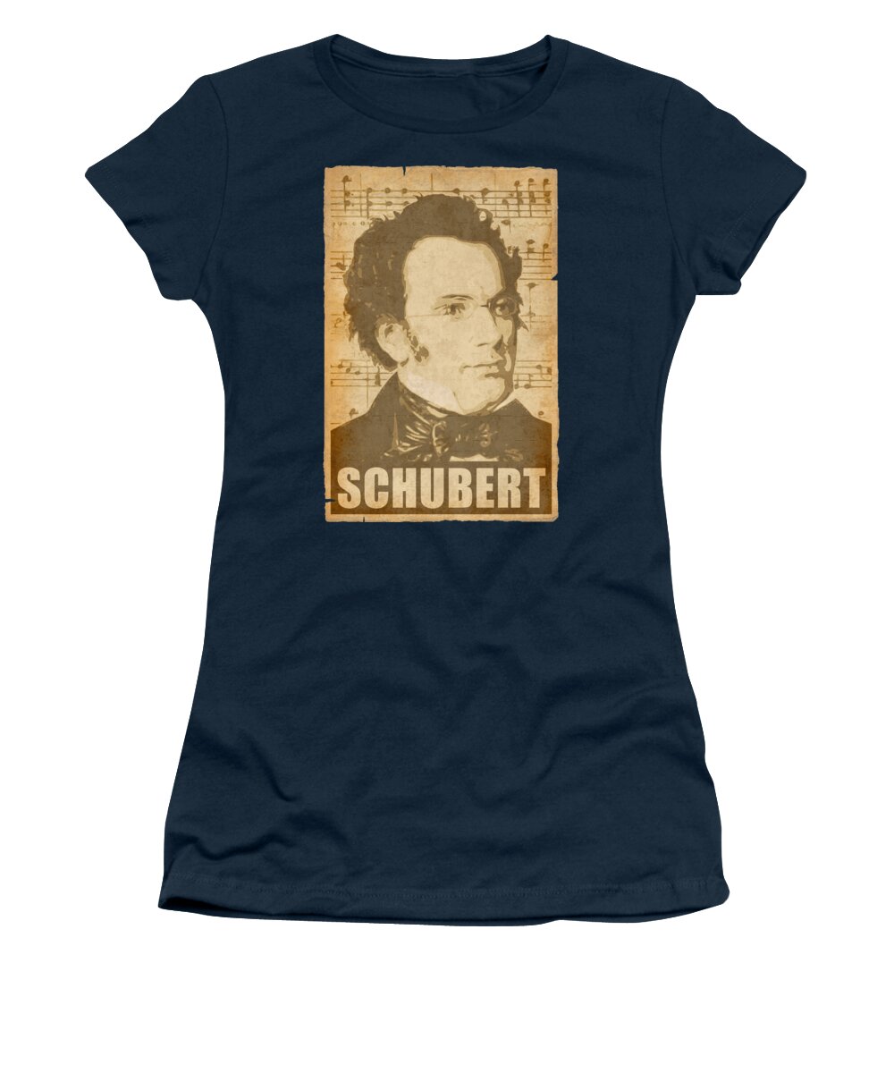 Franz Women's T-Shirt featuring the digital art Franz Schubert musical notes by Filip Schpindel