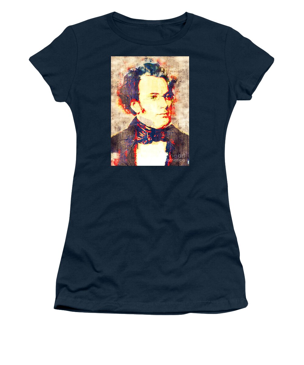 Franz Women's T-Shirt featuring the digital art Franz Schubert Pop Art by Filip Schpindel