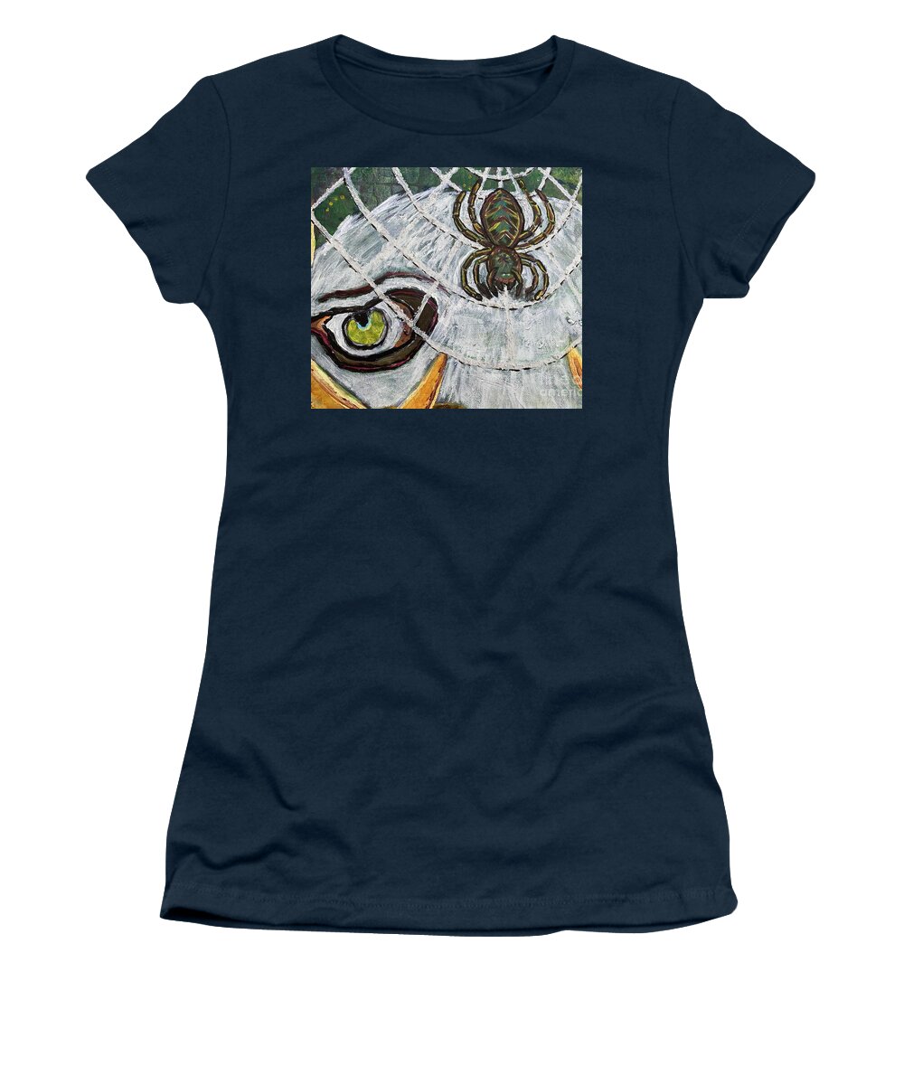 #freedom #eagle #spiderweb #spider #weboflies Women's T-Shirt featuring the painting Freedom from Lies by Sylvia Becker-Hill