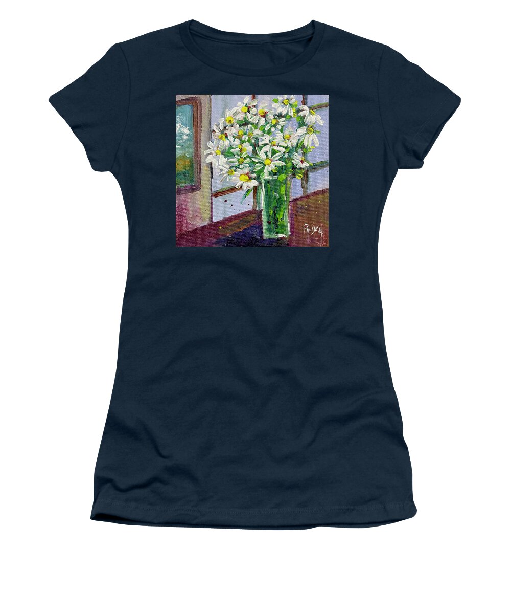 Daisies Women's T-Shirt featuring the painting Fresh Daisies by Roxy Rich