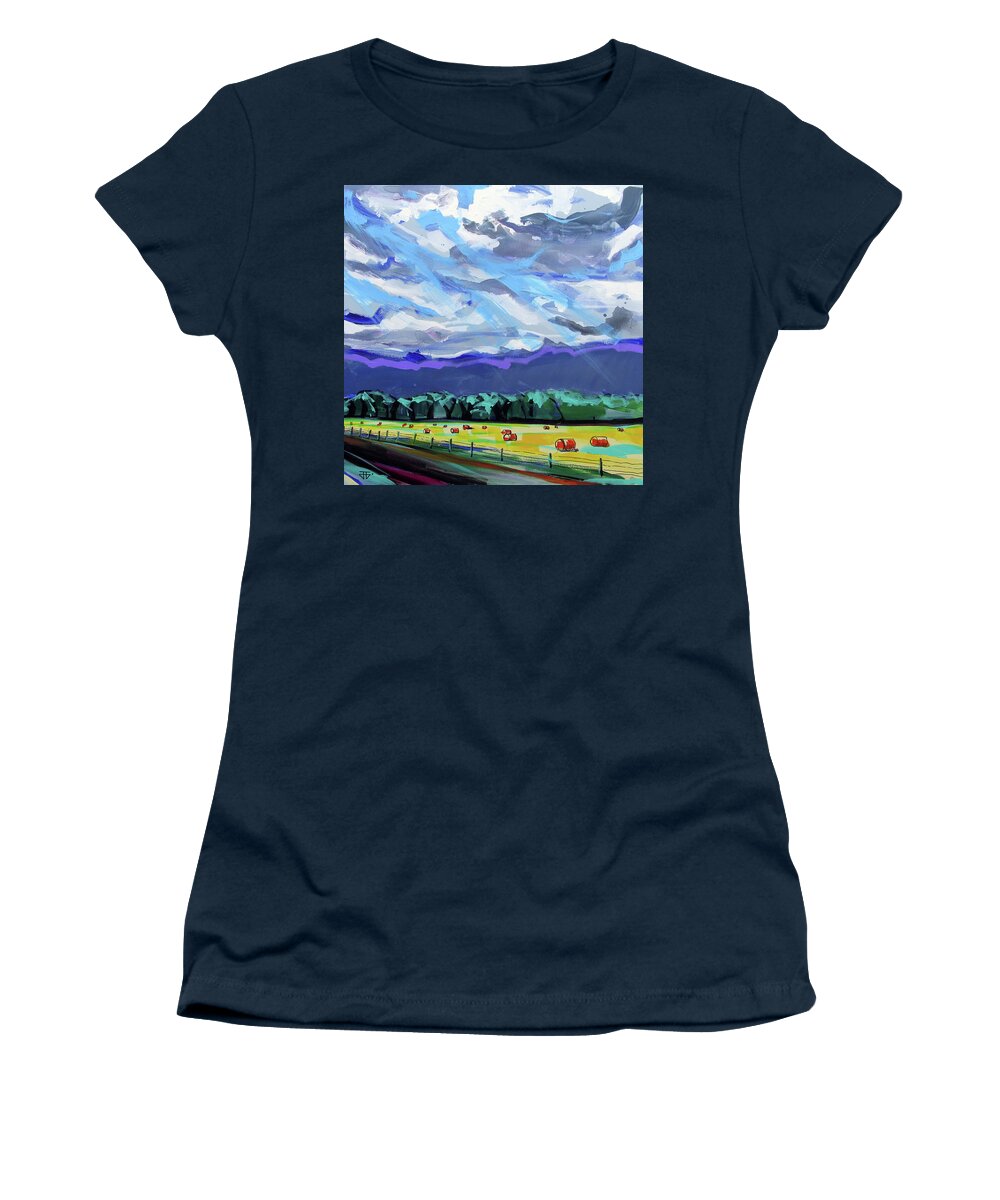 Fresh Hay Women's T-Shirt featuring the painting Fresh Hay by John Gholson