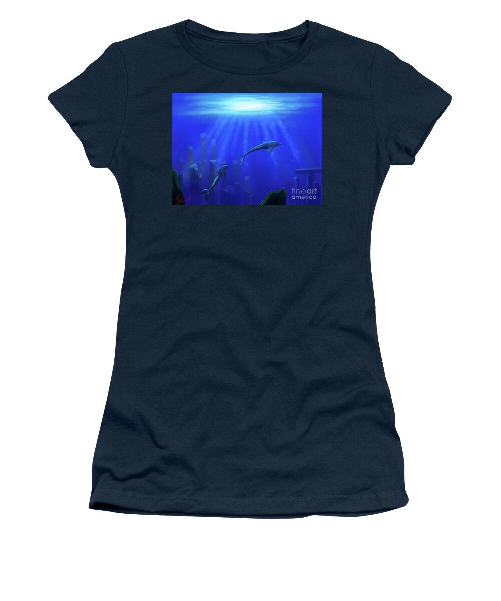 Mermaid Women's T-Shirt featuring the digital art Friends of the Deep by Rohvannyn Shaw