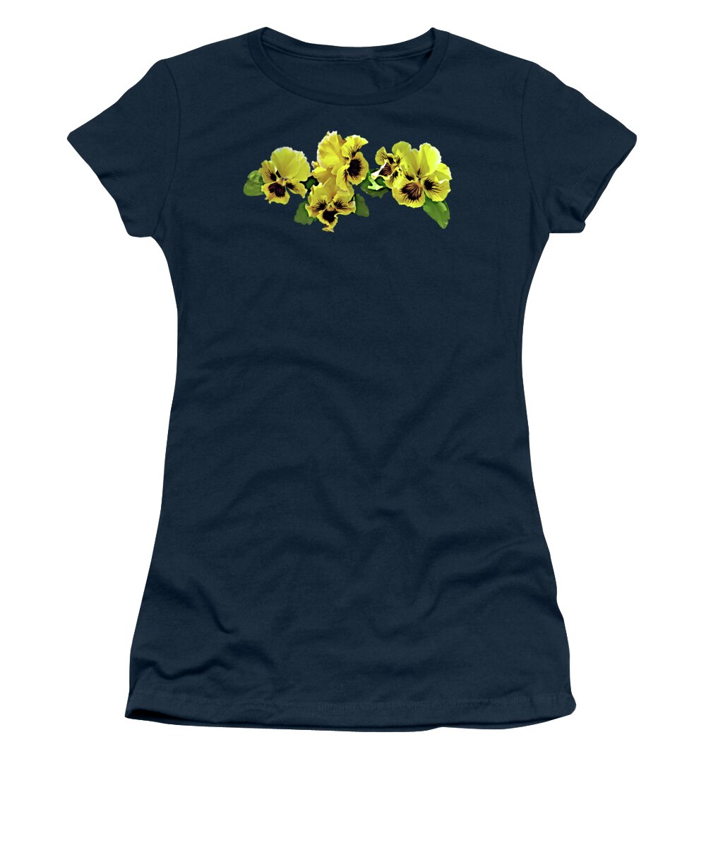 Pansy Women's T-Shirt featuring the photograph Frilly Yellow Pansies by Susan Savad