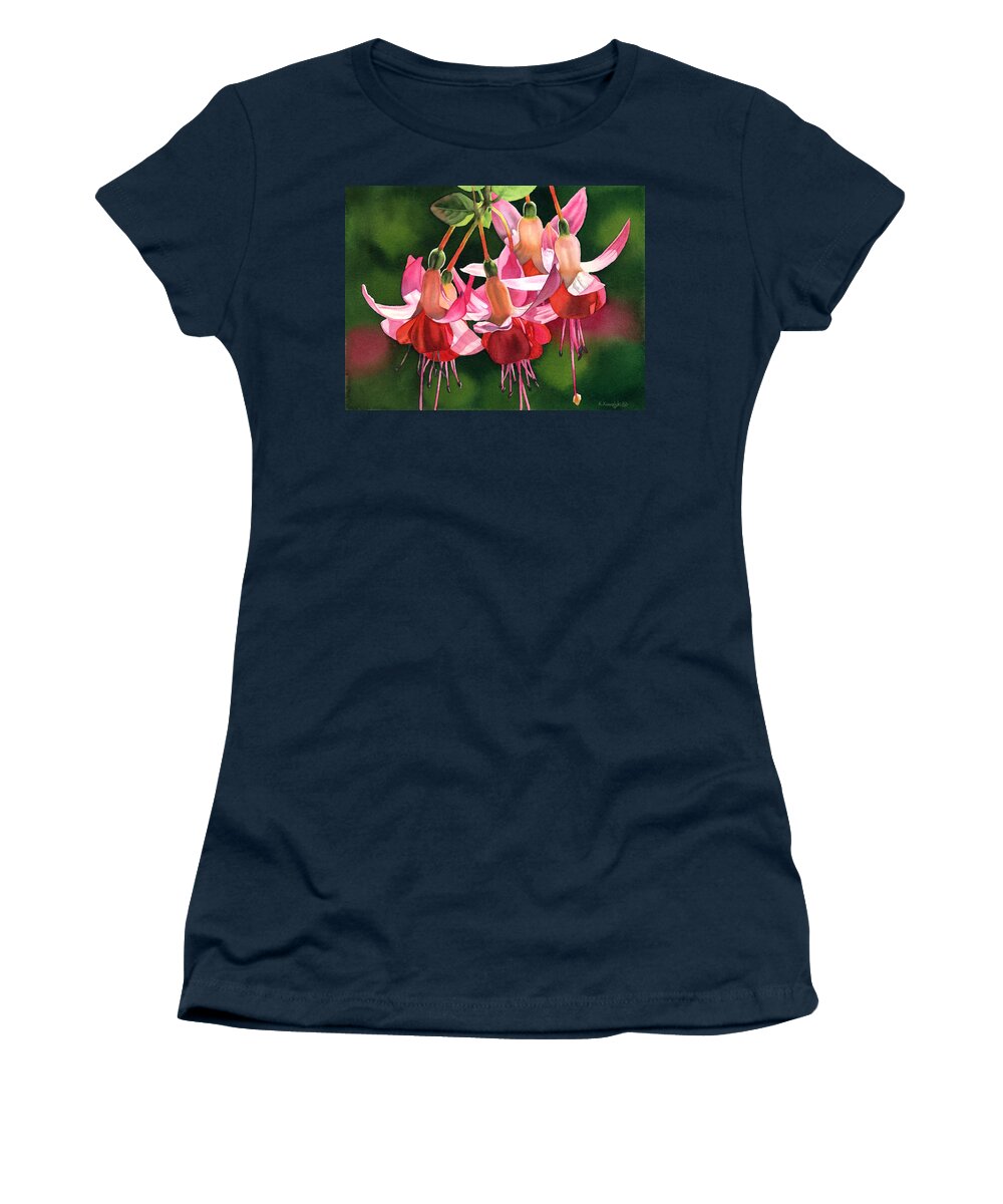 Fuchsia Women's T-Shirt featuring the painting Fuchsia by Espero Art