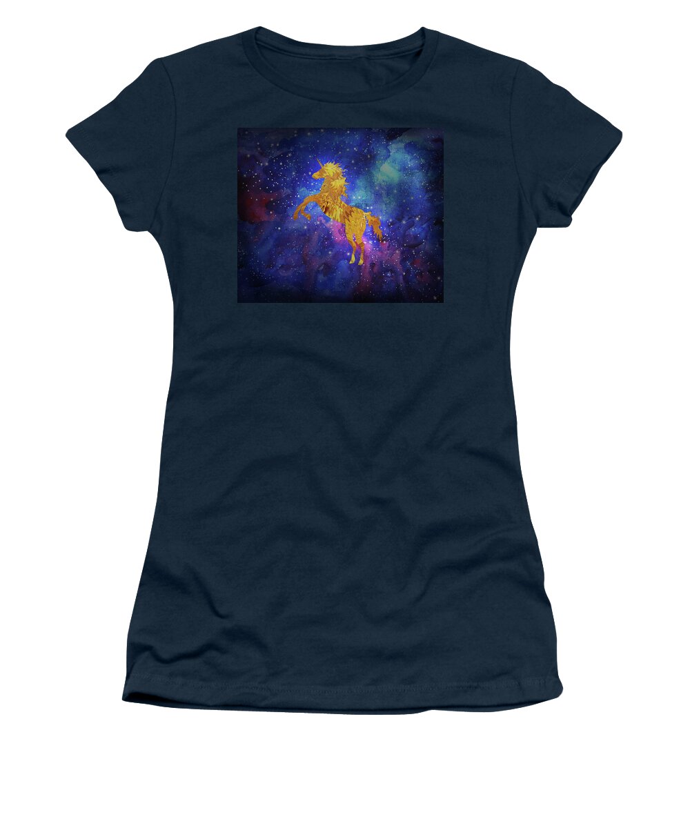 Pegasus Women's T-Shirt featuring the digital art Galaxy Unicorn by Sambel Pedes