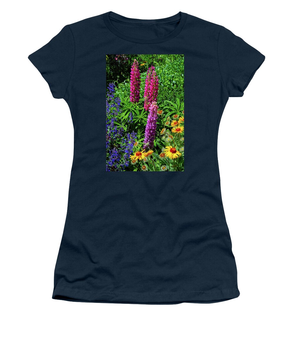 Crested Butte Women's T-Shirt featuring the photograph Garden Beauties in Mount Crested Butte by Lynn Bauer