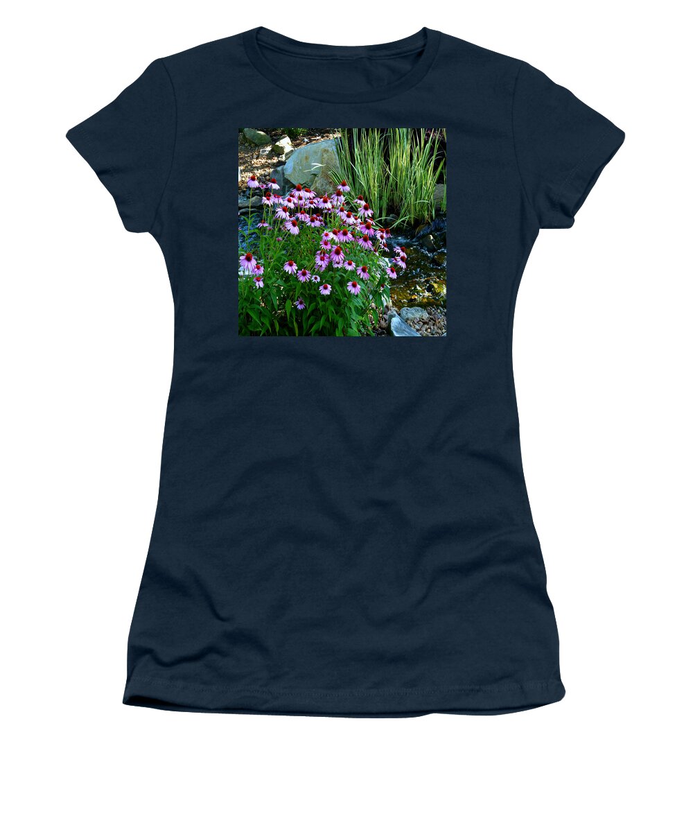 Garden Stream Women's T-Shirt featuring the photograph Garden Stream 030 Squared by Mike McBrayer