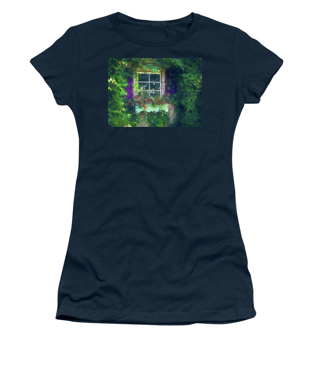 Garden Window Women's T-Shirt featuring the painting Garden Window by Dan Sproul