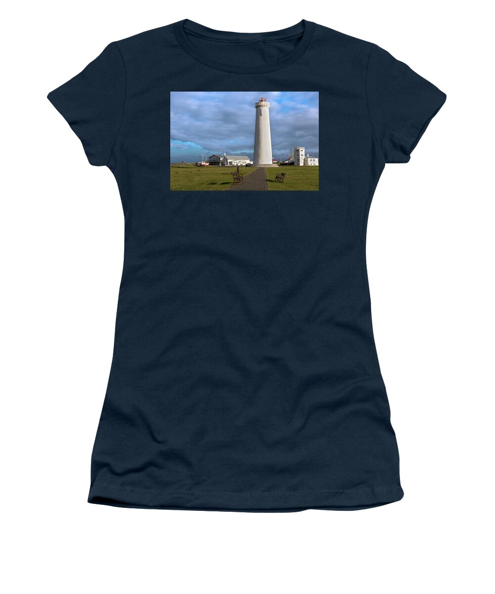 Iceland Women's T-Shirt featuring the photograph Gardur lighthouse on Reykjanes Peninsula by RicardMN Photography