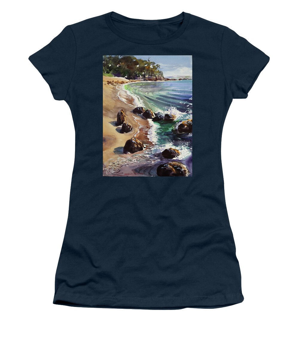 Landscape Women's T-Shirt featuring the painting Gems on the Beach by Shirley Peters