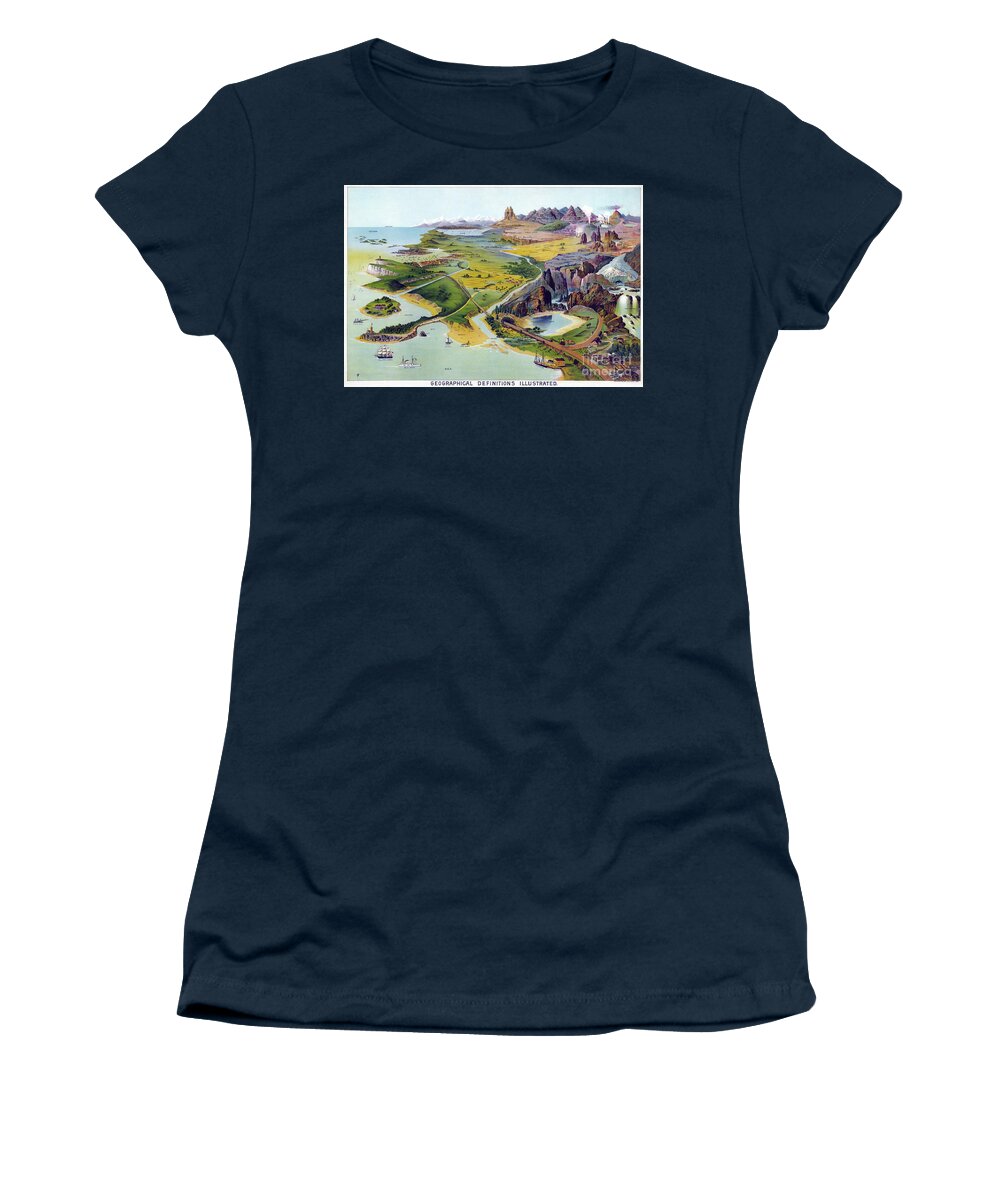 1893 Women's T-Shirt featuring the drawing Geographical Definitions, 1893 by Levi Walter Yaggy