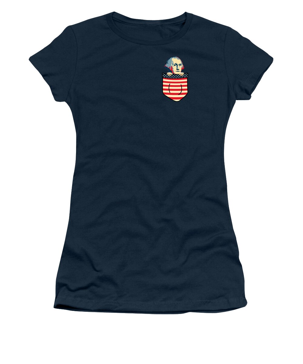Usa Women's T-Shirt featuring the digital art George Washington Chest Pocket by Megan Miller