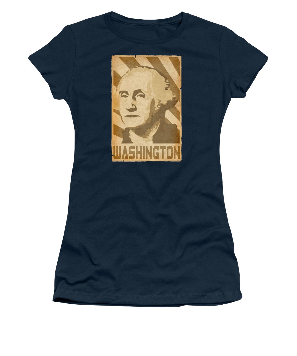 George Women's T-Shirt featuring the digital art George Washington Retro Propaganda by Filip Schpindel