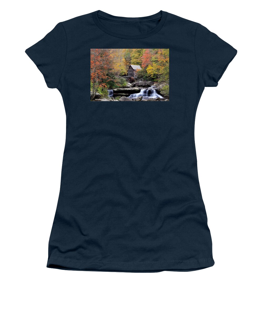 Glade Creek Women's T-Shirt featuring the photograph Glade Creek Grist Mill by Chris Berrier