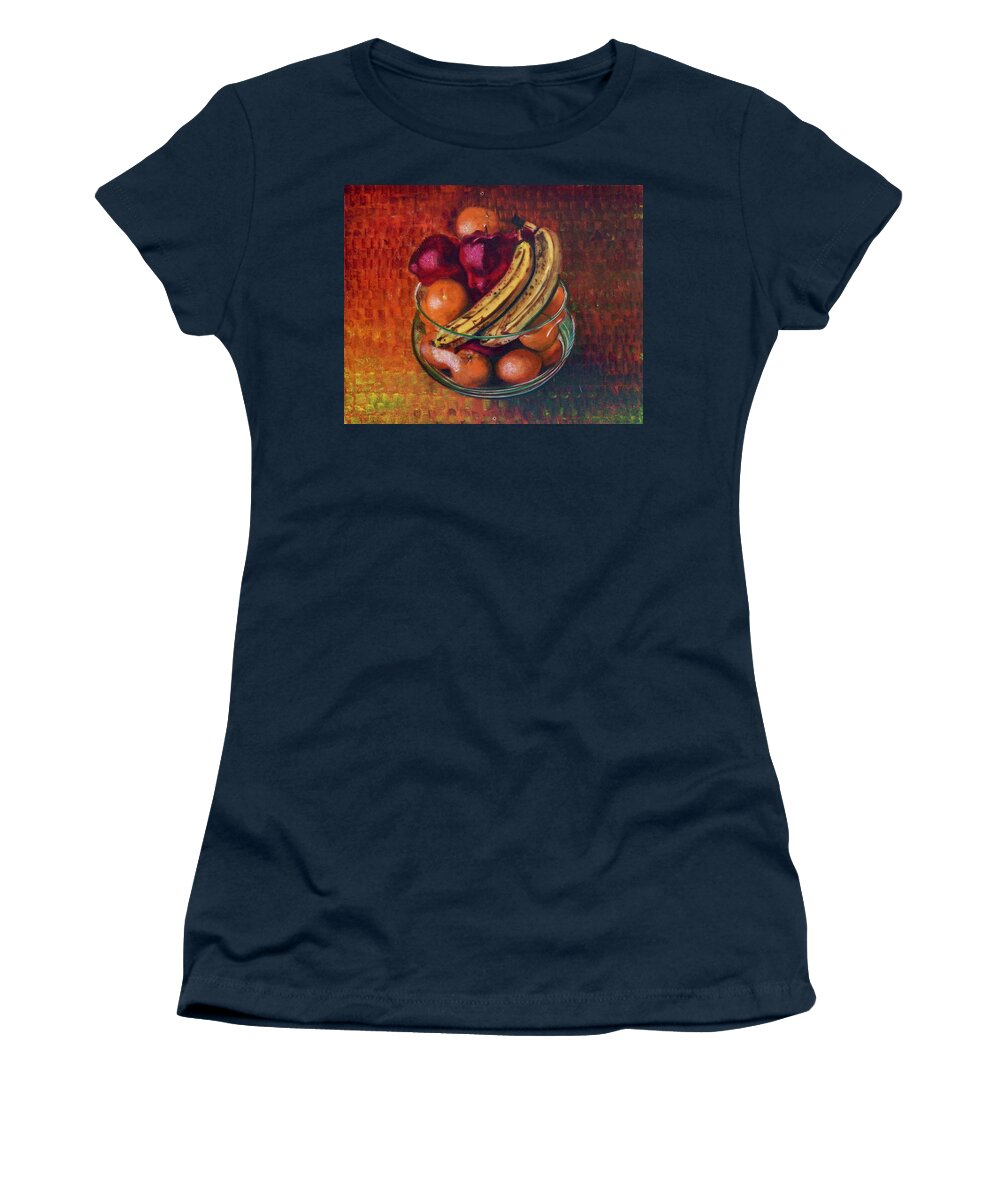 Realism Women's T-Shirt featuring the painting Glass Bowl Of Fruit by Sean Connolly
