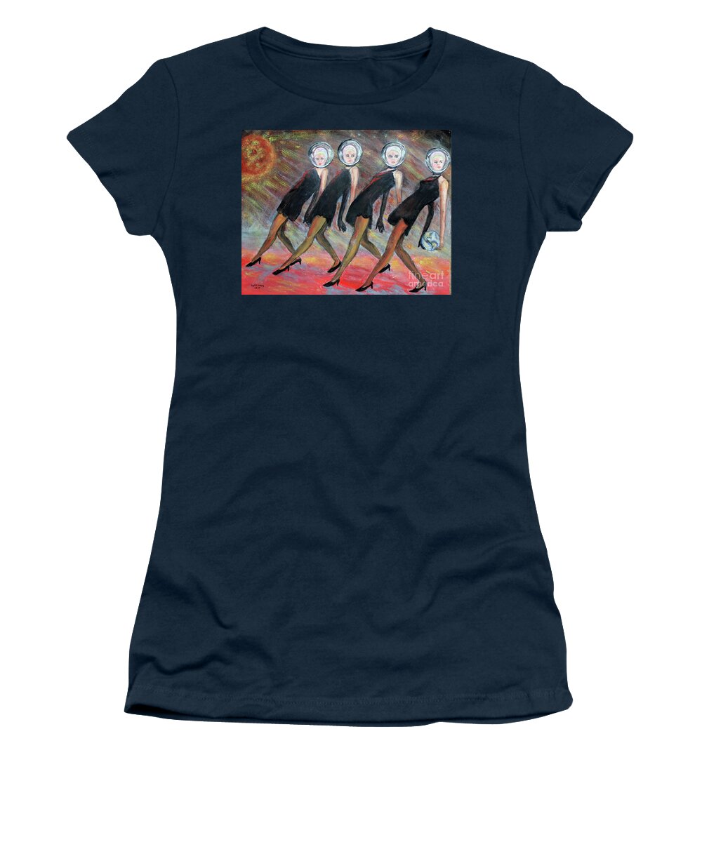 Surrealism Women's T-Shirt featuring the painting Global Dance by Lyric Lucas