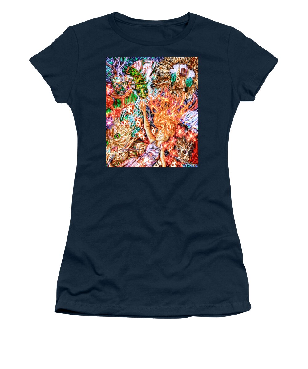 Alice In Wonderland Women's T-Shirt featuring the digital art Go Ask Alice by Angela Weddle