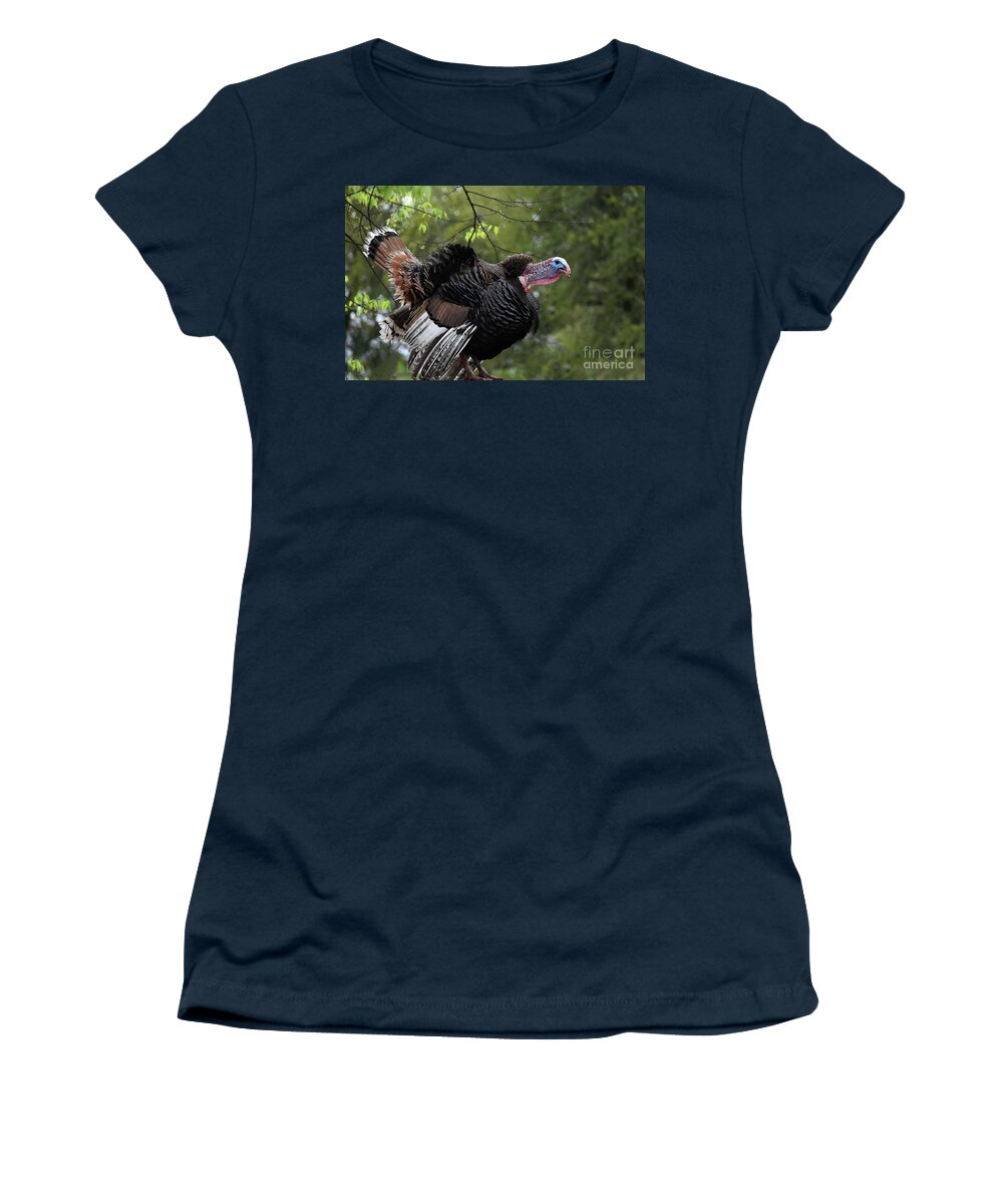 Turkey Women's T-Shirt featuring the photograph Gobblin For Love by Skip Willits