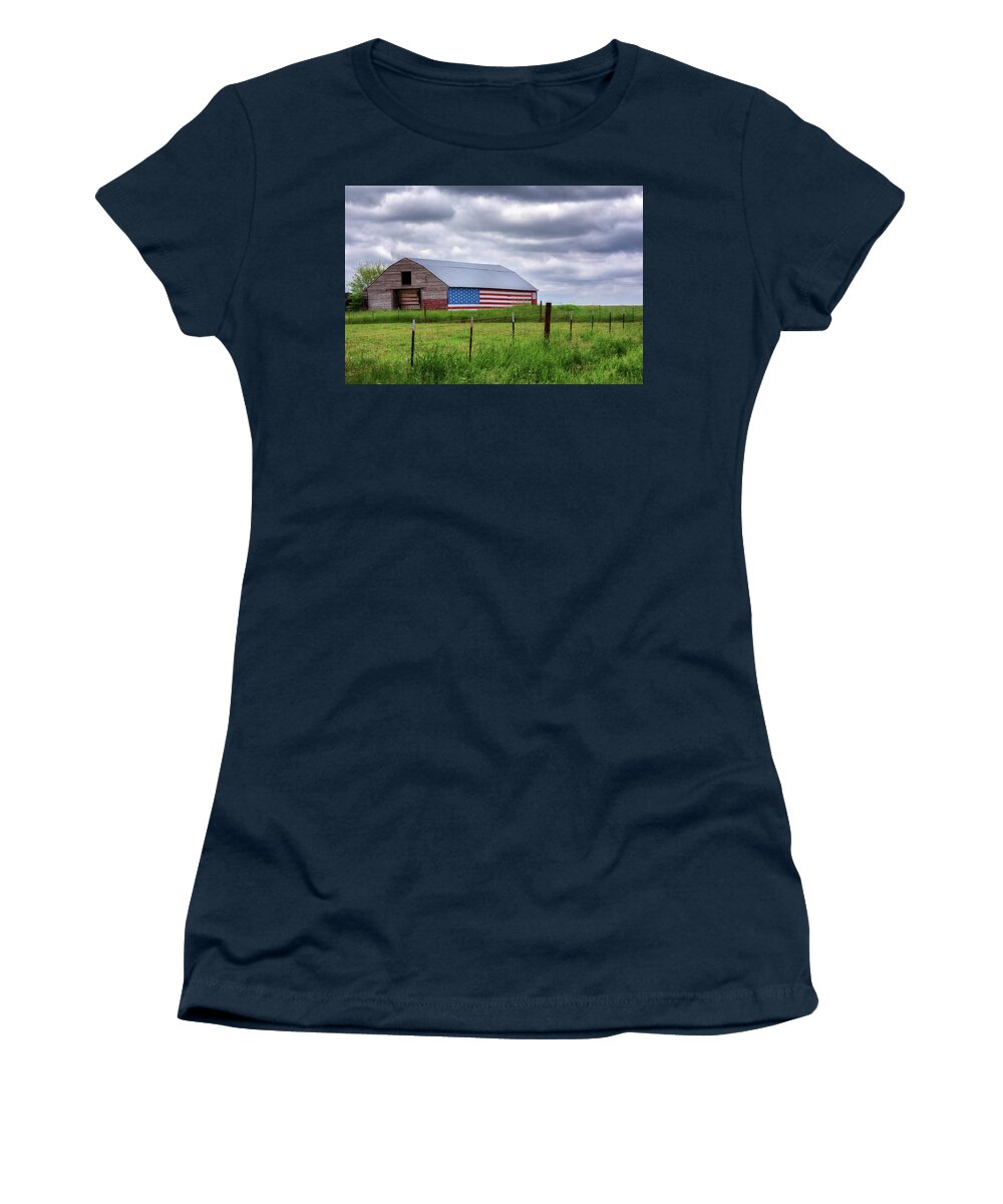 Barn Women's T-Shirt featuring the photograph God Bless the USA by Susan Rissi Tregoning