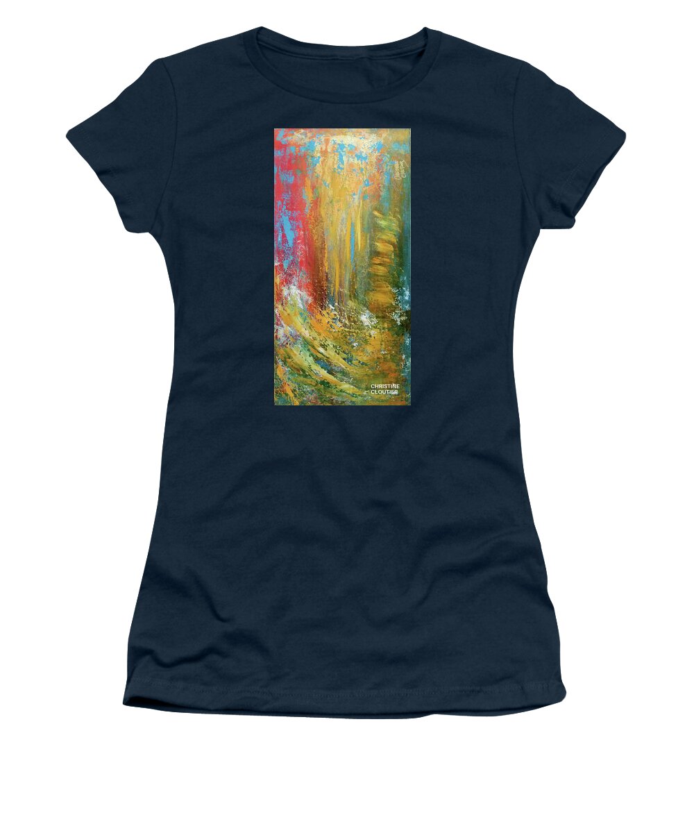 Green Women's T-Shirt featuring the painting Gold Manifesto by Christine Cloutier