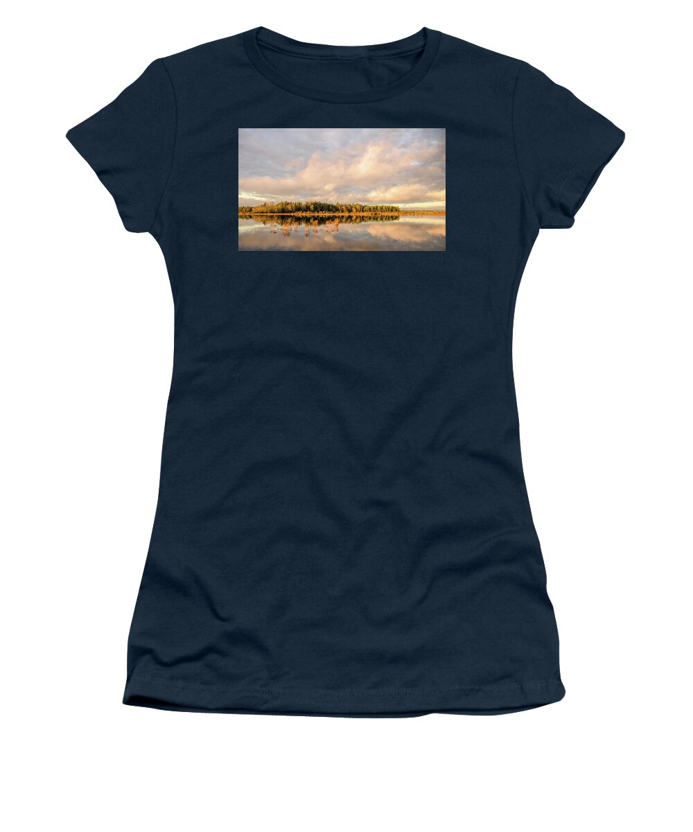 Reflection Women's T-Shirt featuring the photograph Golden Hour Pine Glow by Beth Sawickie
