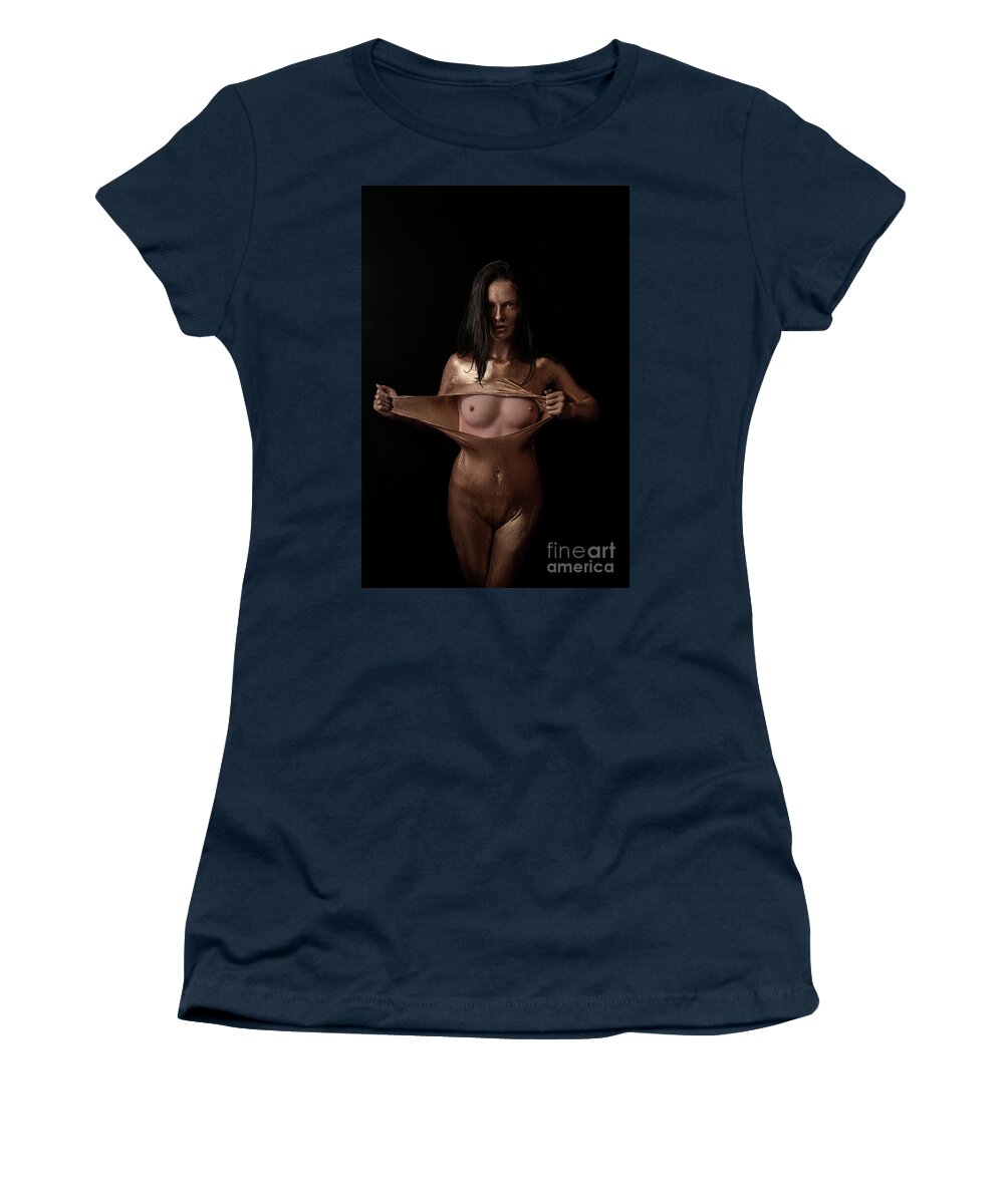Latex Women's T-Shirt featuring the photograph Golden liquid latex 2 by Pavel Jelinek