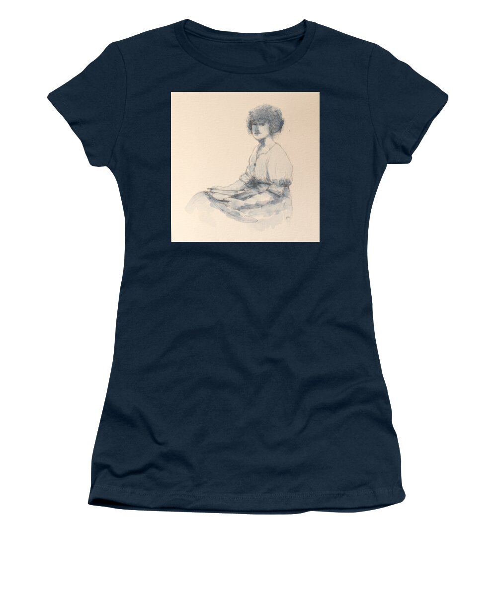 Drawing Women's T-Shirt featuring the mixed media Grandma Lillian by Lisa Mutch