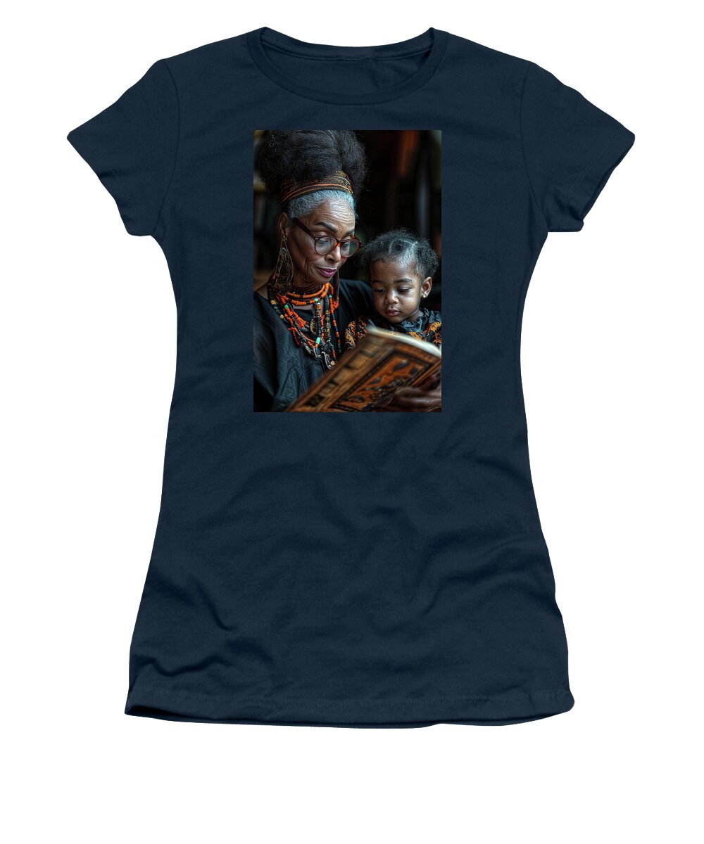 African American Art Women's T-Shirt featuring the digital art Grandmom and Grandbaby by William Ladson