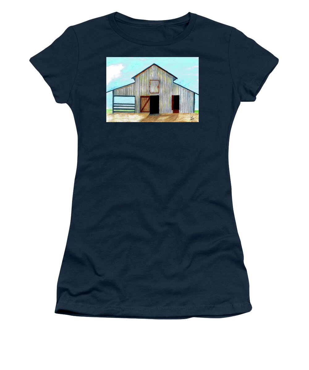 Illustration Women's T-Shirt featuring the painting Grandpa's Barn by D Hackett